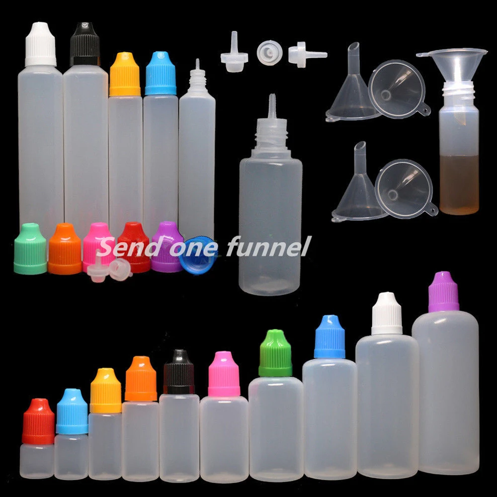 5Pcs 3ml 5ml 10ml 15ml 20ml 30ml 50ml 100ml 120ml LDPE Plastic Squeezable Dropper Bottle Long Thin Tip E Liquid Fill Containers