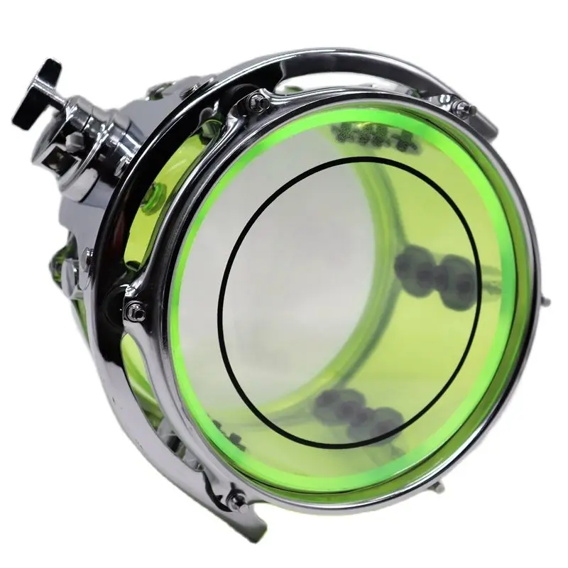 

8inch Diameter 6inch Depth Snare Drum Acrylic Tom Drum Green Acrylic Drum 6 Holes Drum Hoop High Grade Zinc Alloy Drum Lug