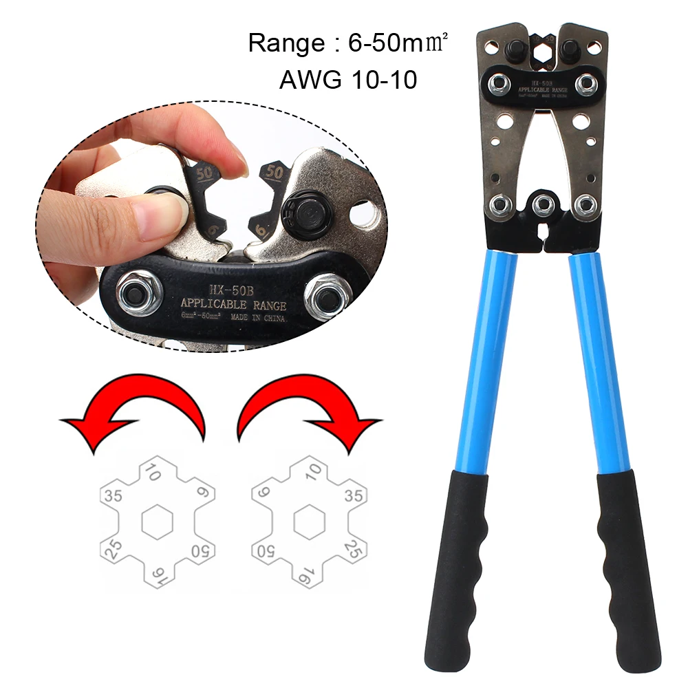 Battery Terminal HX-50B Crimping Pliers Wire Crimp Connector 60pcs Auto Copper Ring Terminals