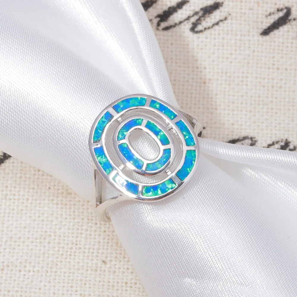 CiNily Created Blue Fire Opal Silver Plated Wholesale 2018 New Style Jewelry for Women Gift Ring Size 5-11 OJ9407