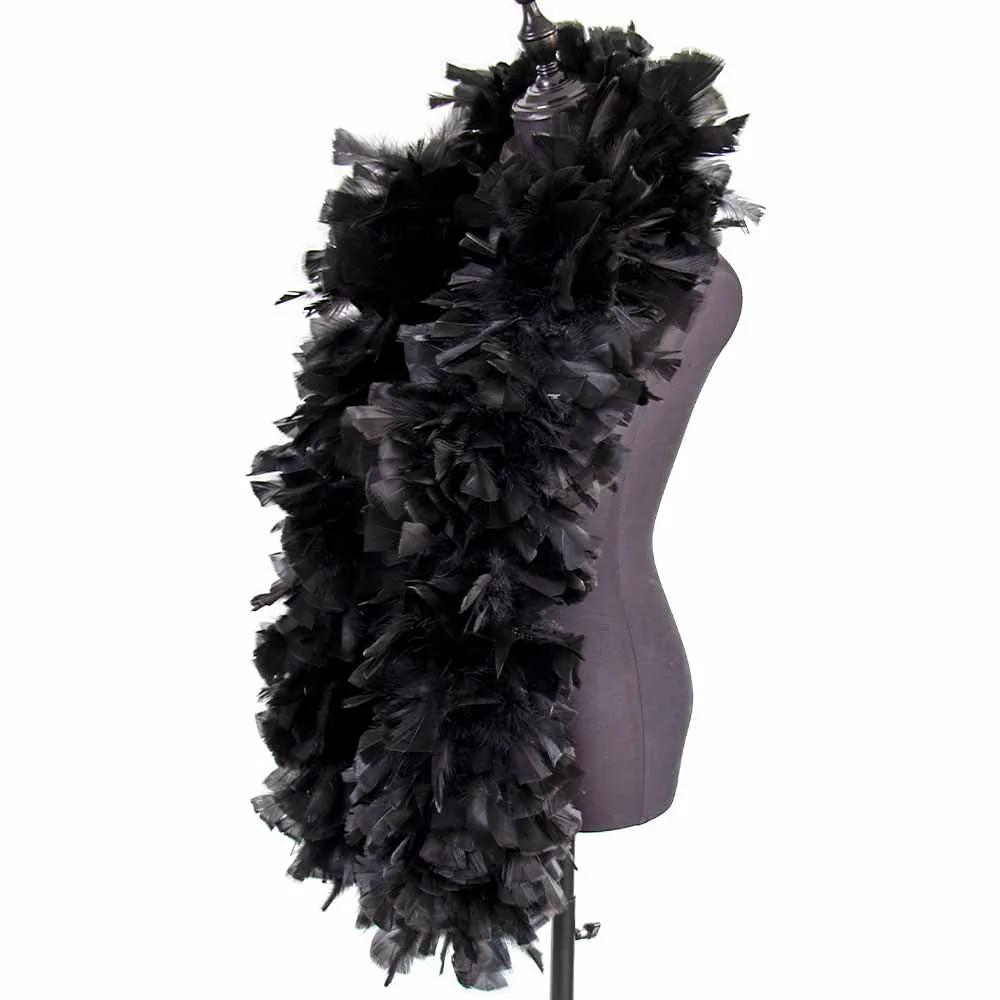 2 Meters Diamond Black Turkey Feather boa 200 Grams Big Marabou feathers Scarf Costume Clothing Sewing Ribbon Shawl for Craft