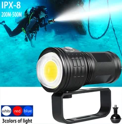 Profession Diving LED Flashlight IPX-8 Waterproof Level Underwater Photography Fill Light Maximum Diving Depth of 2-500 Meters