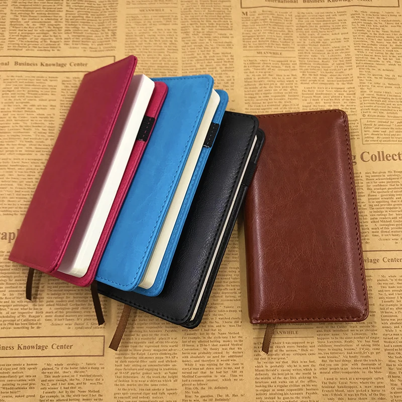 A6 Pocket Leather Notebook Agenda 2024 Day Weekly Planner Self filled Date Small Note Book With Pen Student Office Stationery