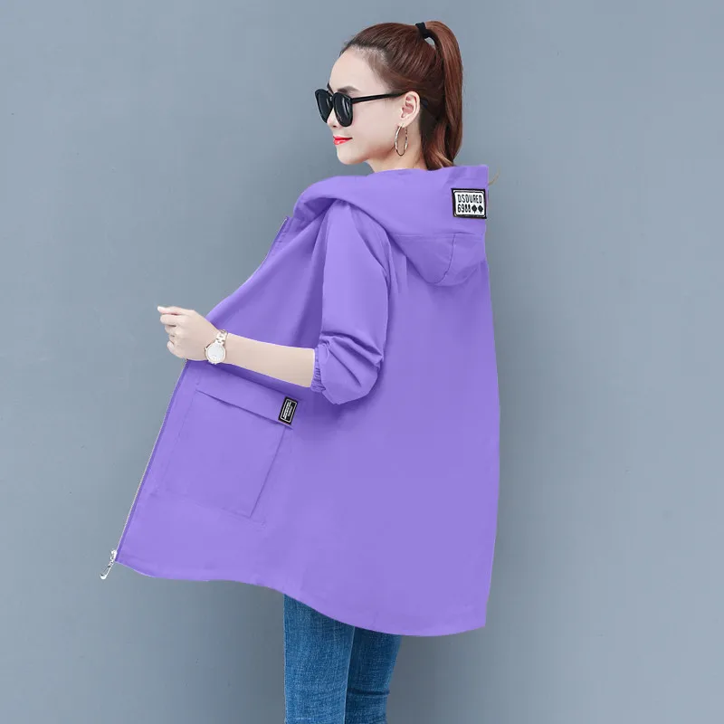 6XL Female Windbreaker Coat New Fashion Hooded Long Outwear Loose Large Size Spring Autumn Women Trench Baseball Uniform Coat 33