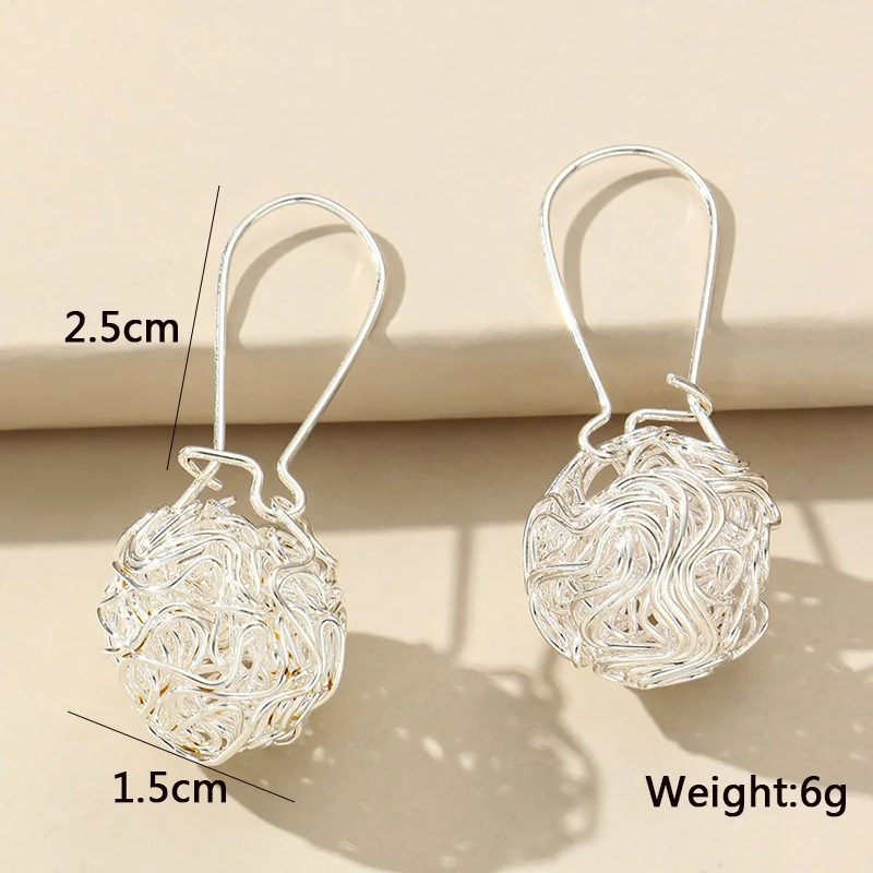 Hollow Ball Drop Earrings for Women Personality Adjustable Design Brincos Silver Color Earrings Fashion Jewelry Unusual Earrings