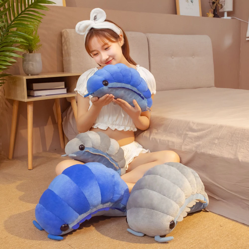 Ins Hot Creative Simulation Insect Plush Toys Soft Cartoon Isopod Nap Pillow Back Cushion Birthday Gifts Doll for Kids Girls