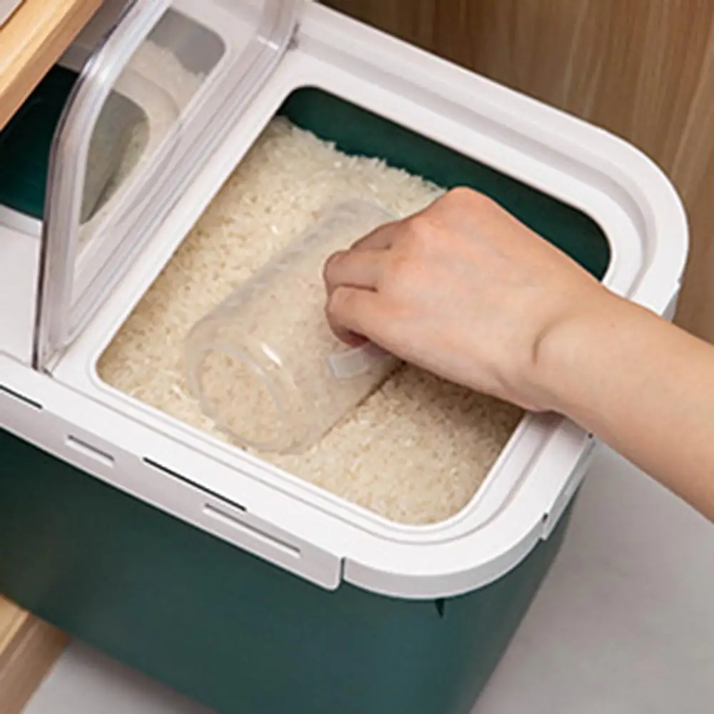 Dropshipping!!10 KG Kitchen Cereal Storage Rice Box Wheeled Design High Ceiling PP Home Food Organizer