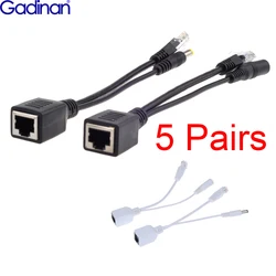 Gadinan 10Pcs (5Pairs) poe Adapter Schakelaar Kabel Gescreend Poe Splitter Injector Voeding 12-48V Synthesizer Separator Combiner