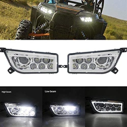 1pair High Low Beam 6000K 3450LM LED Headlight ATV Headlamp for Polaris RZR 900 2015-2017 for RZR 1000 S 2016-2017 With DRL Halo