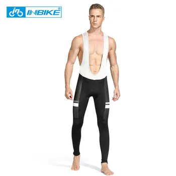 INBIKE Cycling Bib Tights Men Padded Long MTB Bicycle Suspender Pants Men Anti-sweat Riding Gel Mountian Bike Racing Trousers