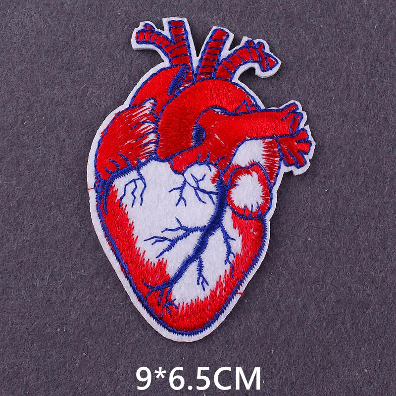 Pulaqi Red Heart Stripes Applique Patch DIY Anatomical Heart Cross Section Patch Embroidered Patches for Clothing Stickers Badge