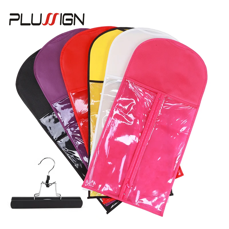 Plussign Wig worek do przechowywania z wieszak na zakupy Case peruki etui na wodę odporny na kurz Organizer Protect For Professional Hair Extensions