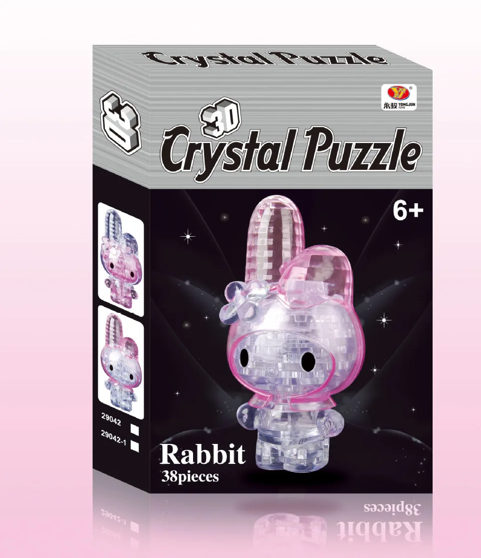 Conejo 3D DIY para niños y niñas, juguetes educativos, rompecabezas de cristal, modelo ensamblado, novedad