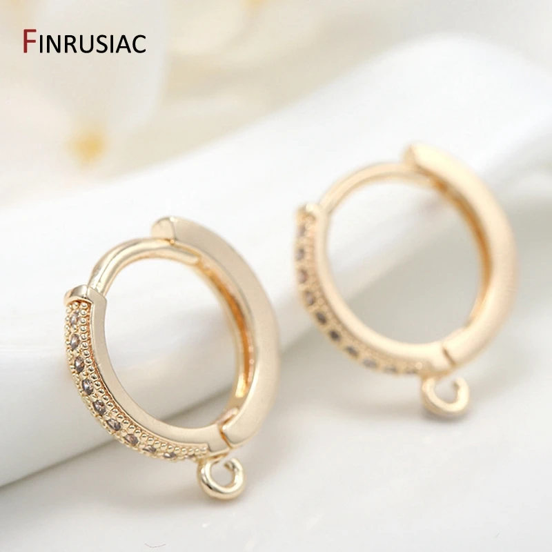 Suministros de fabricación de pendientes chapados en oro de 14k con incrustaciones de circonita, ganchos, cierres para pendientes, accesorios,