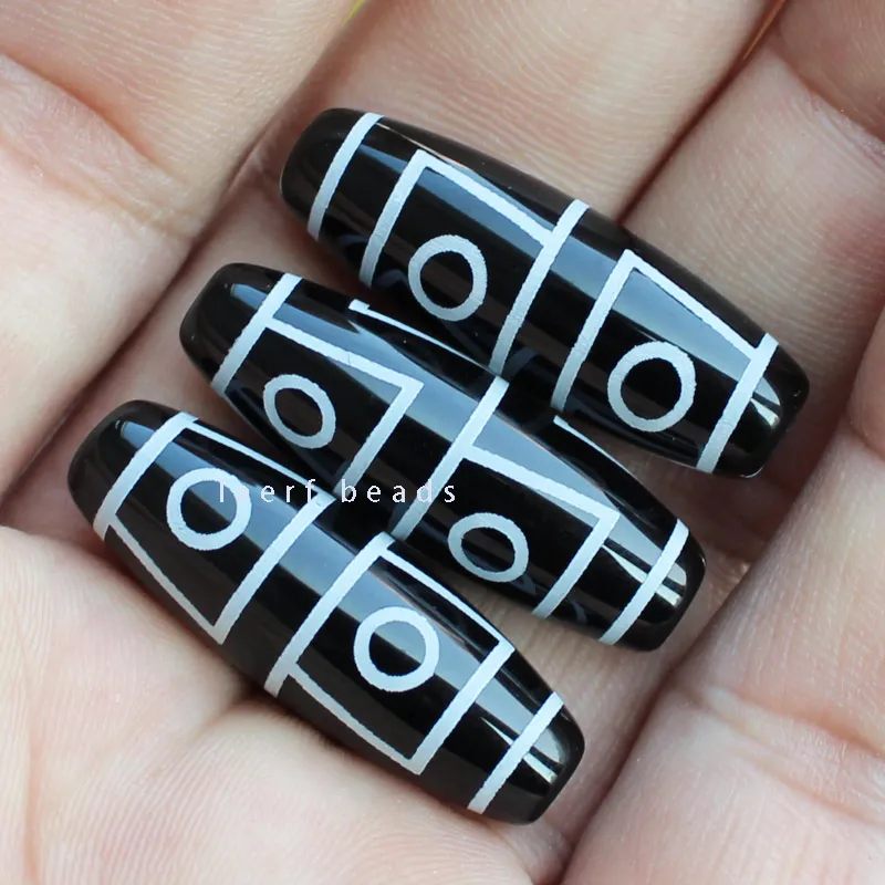 10x30mm Black DZI beads Tibet agate stone Oval Shape loose Beads 1pcs