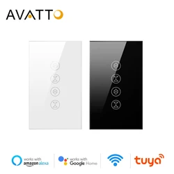 AVATTO-Interruptor de persiana enrollable inteligente Tuya, controlador de Motor eléctrico con WiFi, 2 entradas, funciona con Alexa y Google home