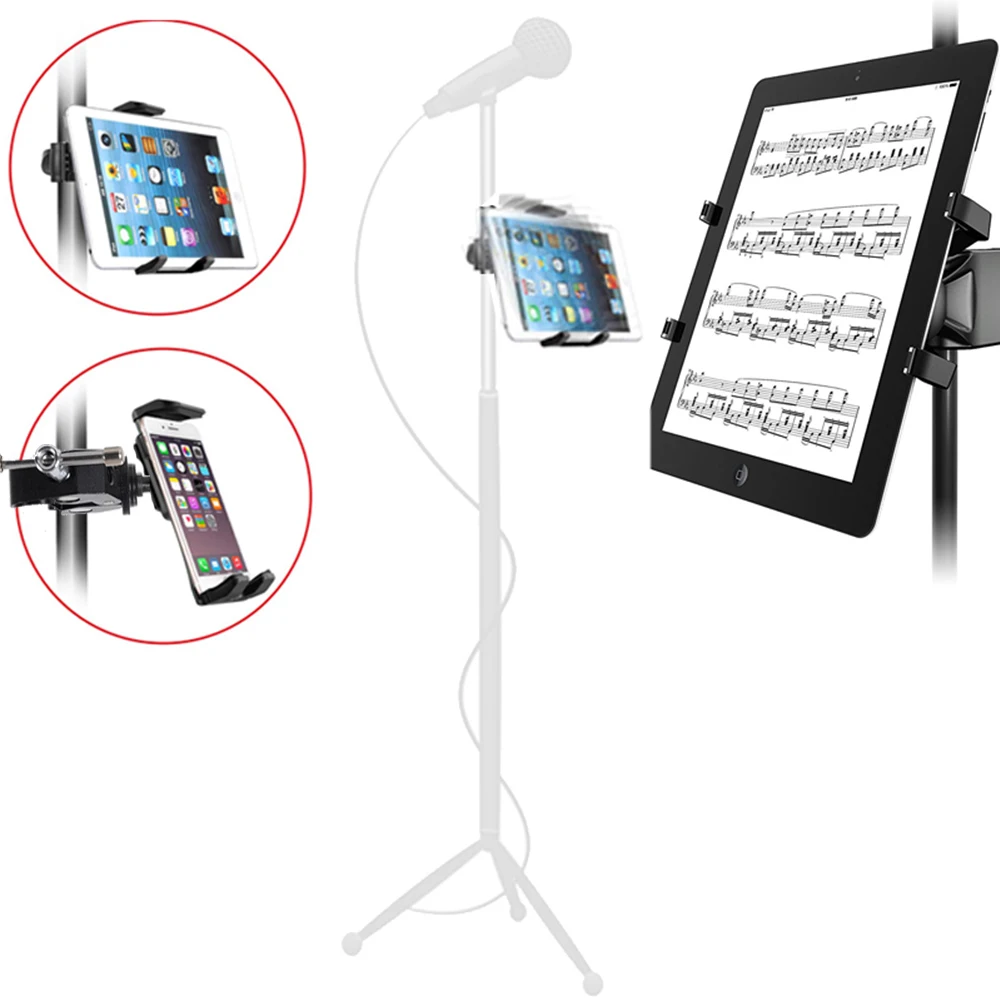 lazy bracket Tablet Desktop Holder For Microphone Stand Mobile Phone Mount For Apple Ipad For Iphone 4.5 to 12.9 inch Car Mount