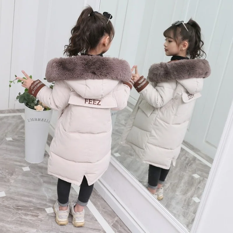 -30 degrees Girls clothing Winter Warm down Cotton Jackets Children parka Fur Collar Coat Thicken Hooded Snowsuit kids Clothes