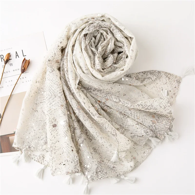 VISROVER New Grey foil Snakeskin Printing Viscose Autumn Scarf Women Fashion Winter Grey Scarf Shawls Hijab Gift Wholesales