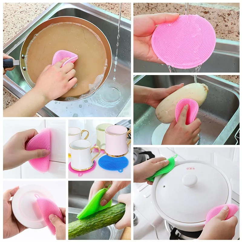 Fais Du Multifunction Silicone Sponge Dish Kitchen Supplies Household Cleaning Brush Dishwashing Sponge Cleaning Tools