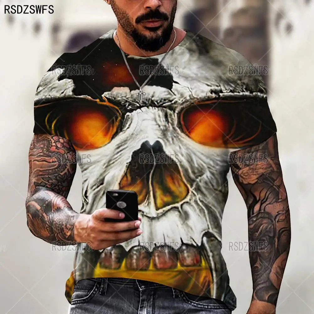 Fashion Printing Horror Pirate Skull Avatar Male/Female T-shirt Summer New Personality All-match Loose Oversized Top XXS-5XL