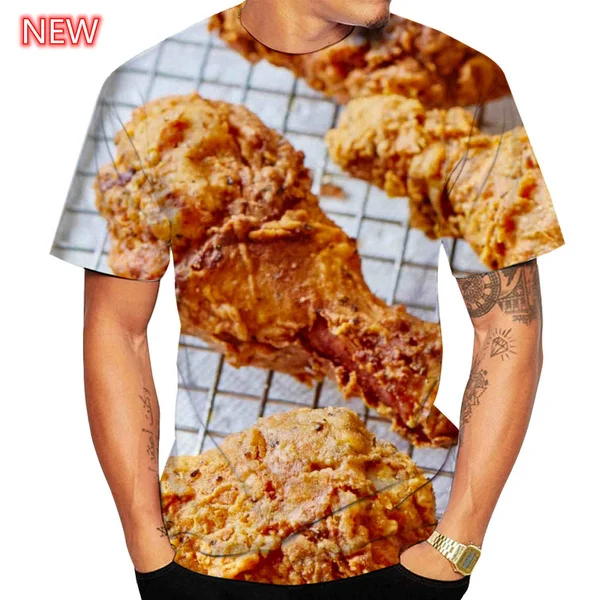 Summer Fashion Women Men's 3D Nutella T-Shirt Funny Food Fried Chicken Spaghetti Salad Shrimp Harajuku T-shirt