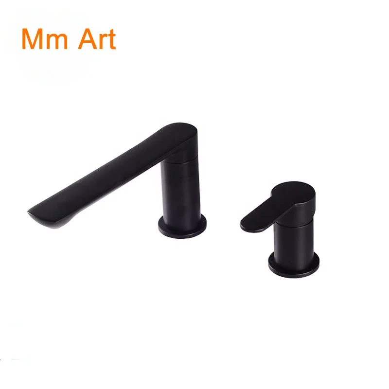 Wholesale Matte Black Brass Deck-mounted 2-hole Bathroom Basin Sink Faucet Lavatory Cold Hot Water Mixer Tap XR1417