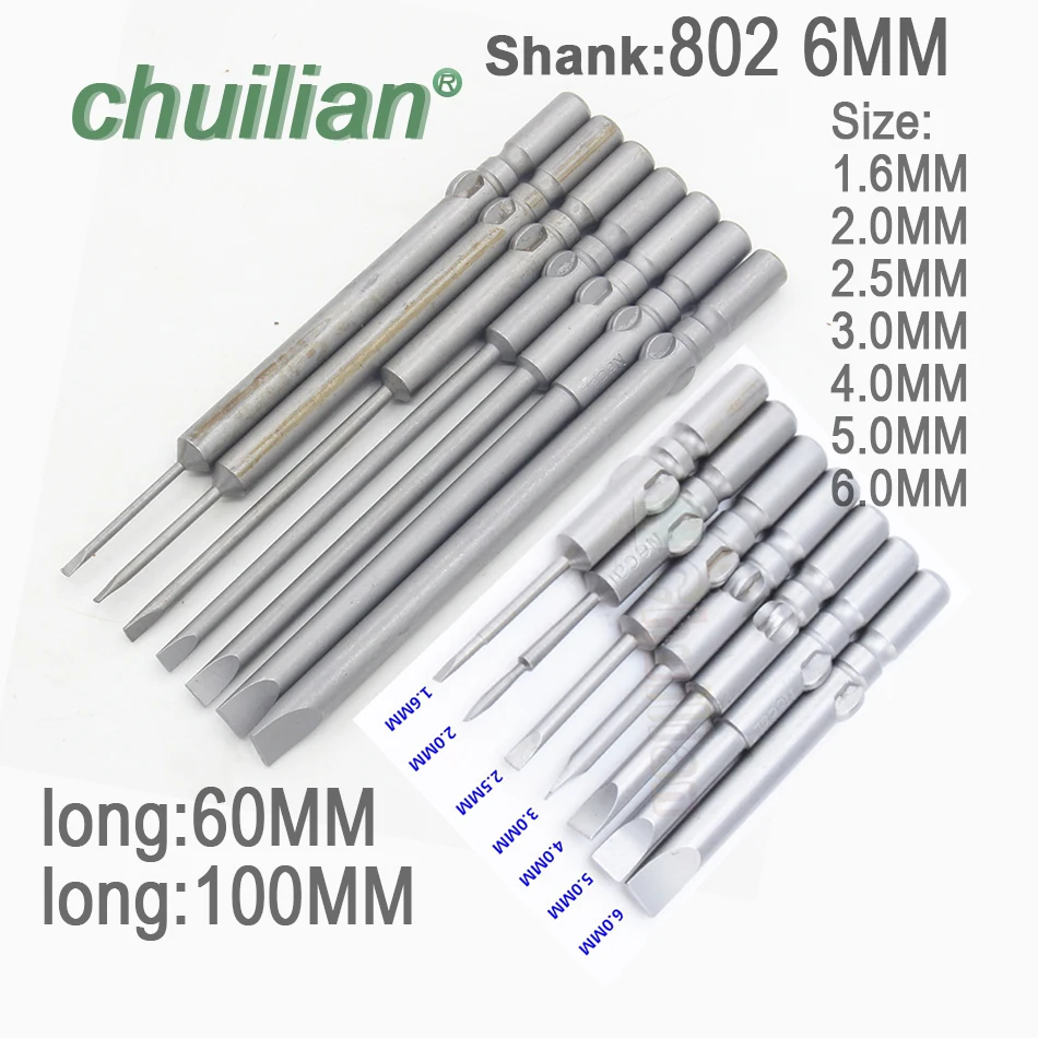 

1Pcs 1.6mm-6mm S2 Alloy Steel Magnetic Flat Head Slotted Screwdrivers Bits 802 6mm Round Shank