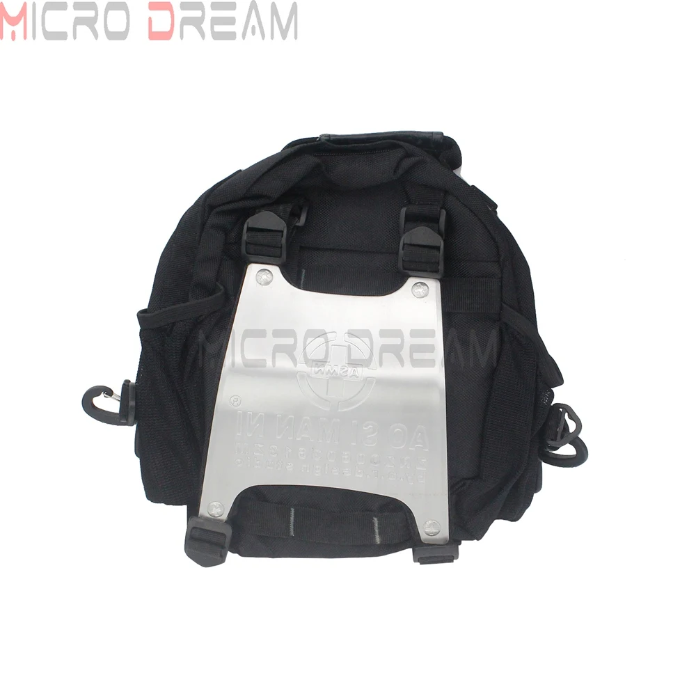 1PC Motorcycle Fannypack Mens Black Fanny Pack Aluminium Alloy Backpack Back Pack Fanny Pack Waist Bag Outdoor Casual Bag