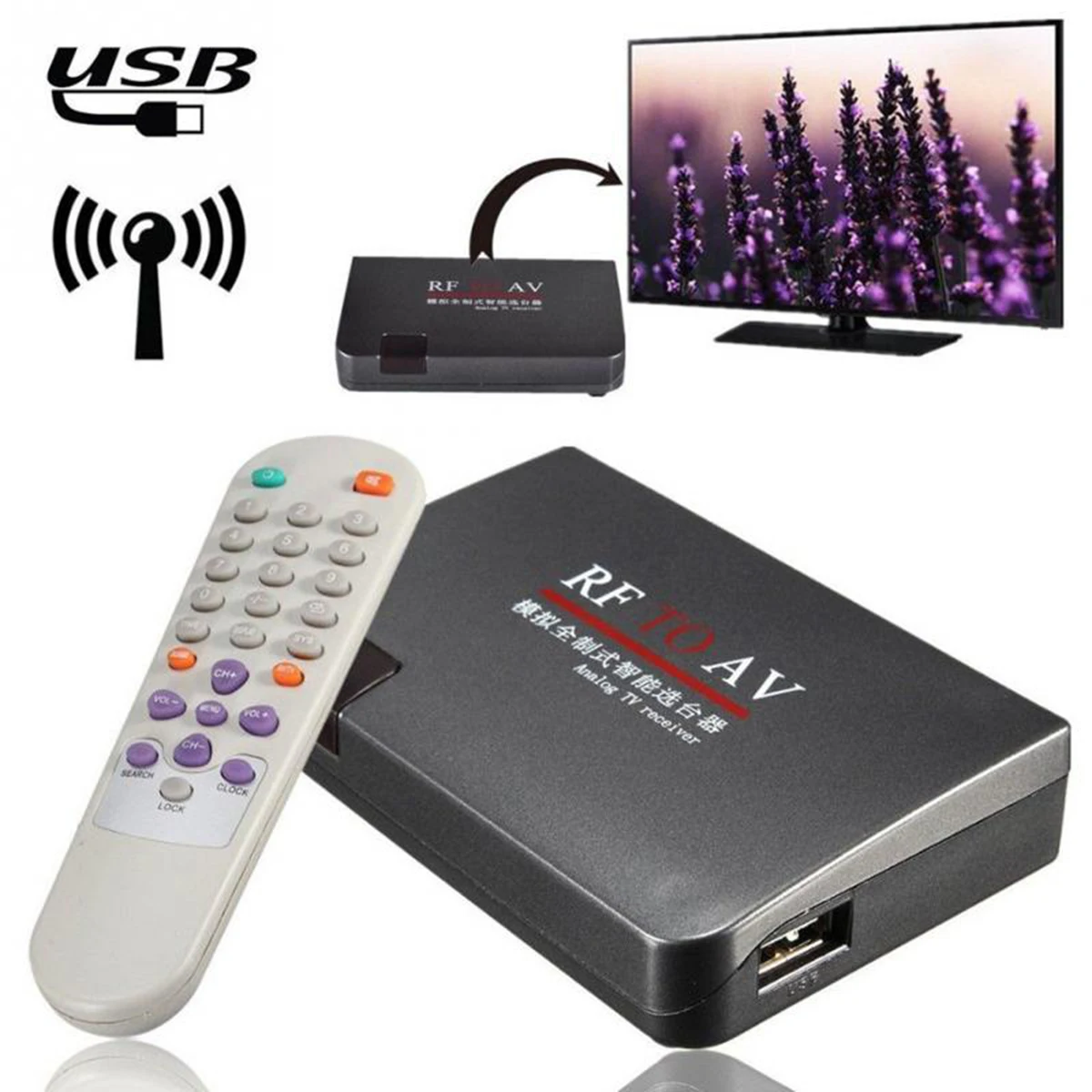 

Easy Operation Converter TV Receiver Home Use Remote Control Efficient Analog Stable Signal RF To AV Modulator