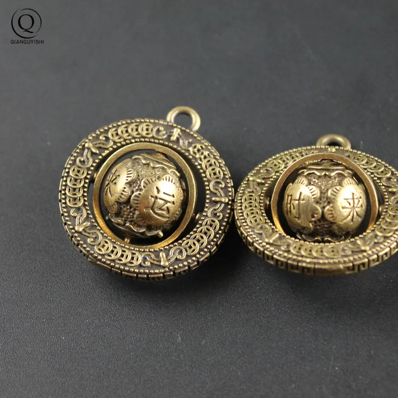 Chinese Characters Blessing Globe Keychain Fashion Rotating Money Lucky Copper Ball Keychain Jewelry For Men Women Birthday Gift