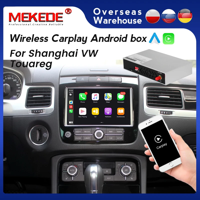 MEKEDE Wireless Apple CarPlay for Volkswagen Touareg RNS850 2011 2012 -2017Car Play Android Auto Siri Phone Screen Mirror-Link