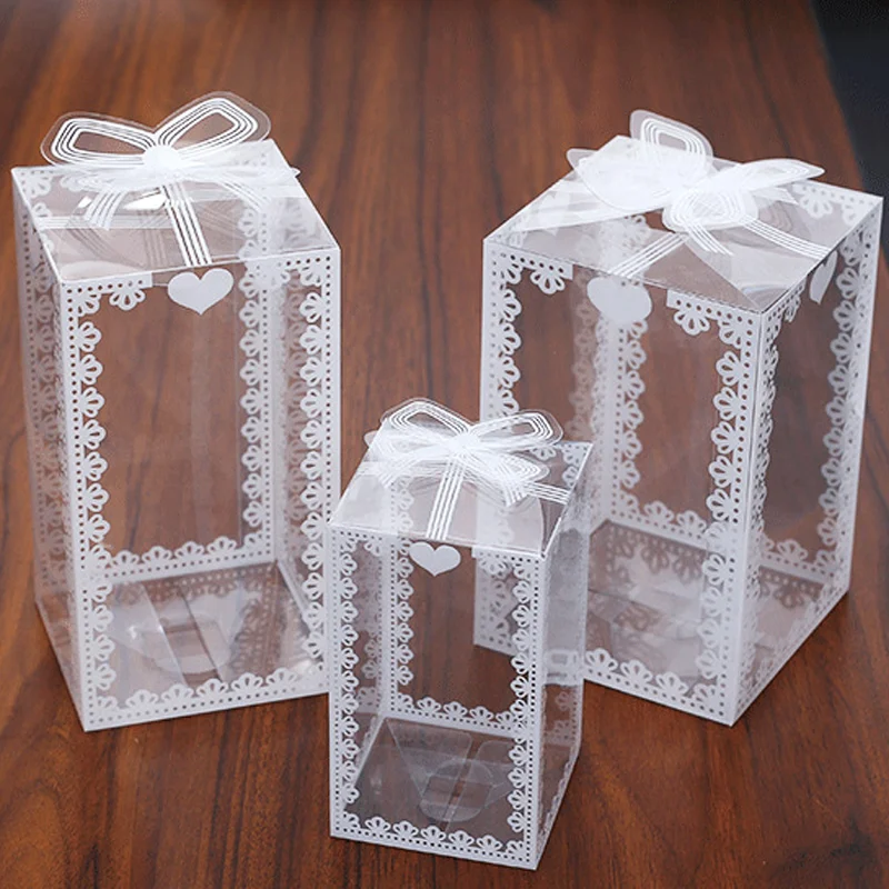 Wholesale 10/50pcs New Clear PVC Box Packing Wedding/Christmas Favor Cake Chocolate Candy Apple Gift Event Transparent Box/Case