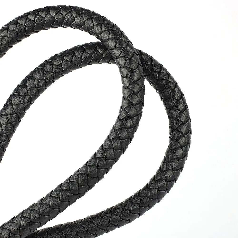 2pcs Customized PU Leather Black Braided Rope Handle for Handbag Shoulder Bag Strap Handmade Bag DIY Accessory Metal Hook Buckle