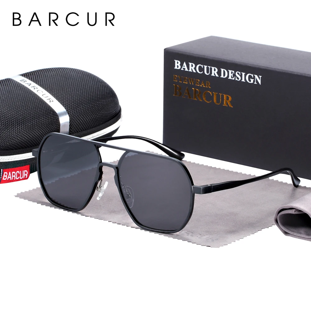 

BARCUR Square Aluminium Magnesium Sunglasses For Men Vintage Women Sun GLasses Eyewear Oculos De Sol