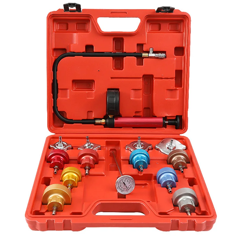 14PCS Automotive Radiator Pressure Tester Kit  Auto Cooling System Coolant Vacuum Purge Car Leak Detector tool