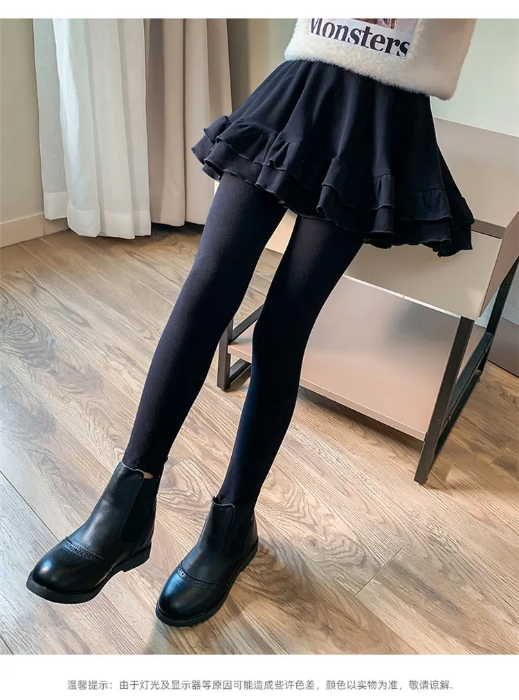 Mädchen-Hosenrock, weich gefüttert mit Fleece, Kinder-Herbst-Winter-Rock-Leggings, zweiteiliger, dicker Thermo-Rock, enge Hose, 4-13 Jahre – Detail 6