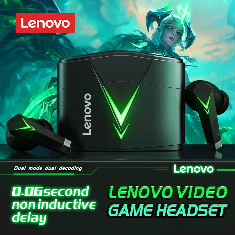 

100% New Original Lenovo LP6 GM1 GM5 TWS Gaming Earphone Wireless Buletooth Headphone With Dual Mode Headset Mic Music Earbuds