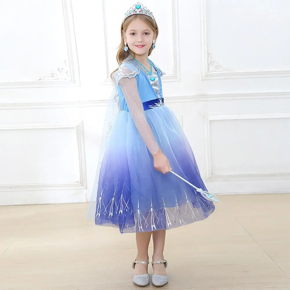 Vestido bordado de princesa para niños, ropa de fiesta de noche, de Color degradado, para dama de honor, XXYJ-5