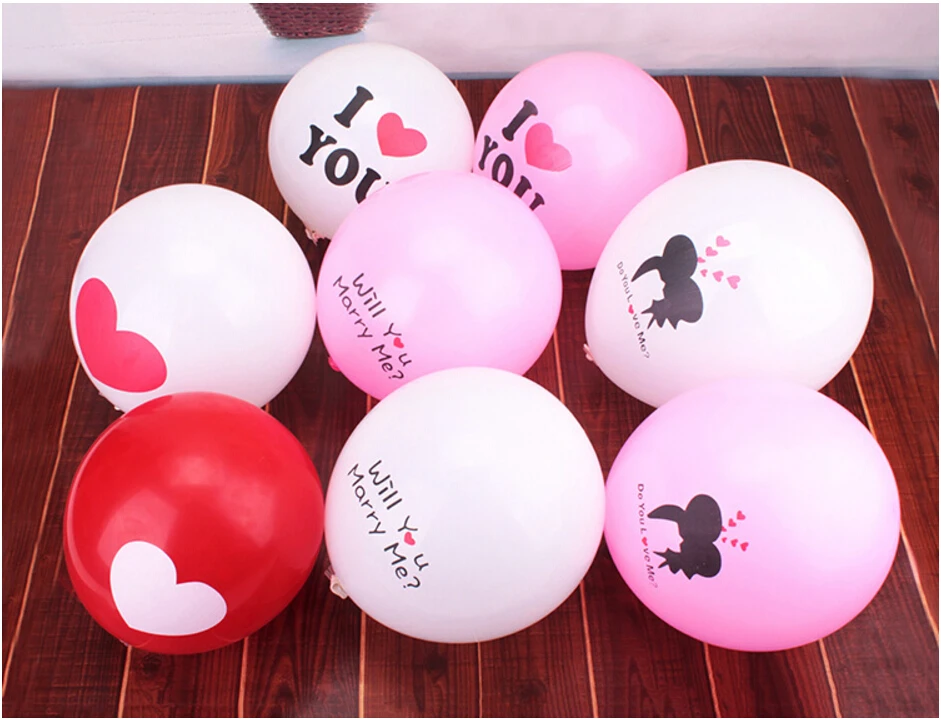 50pcs Balloons Red White Love Round Heart Wedding balloon Birthday party Wedding Decoration Marriage accessories latex ballute