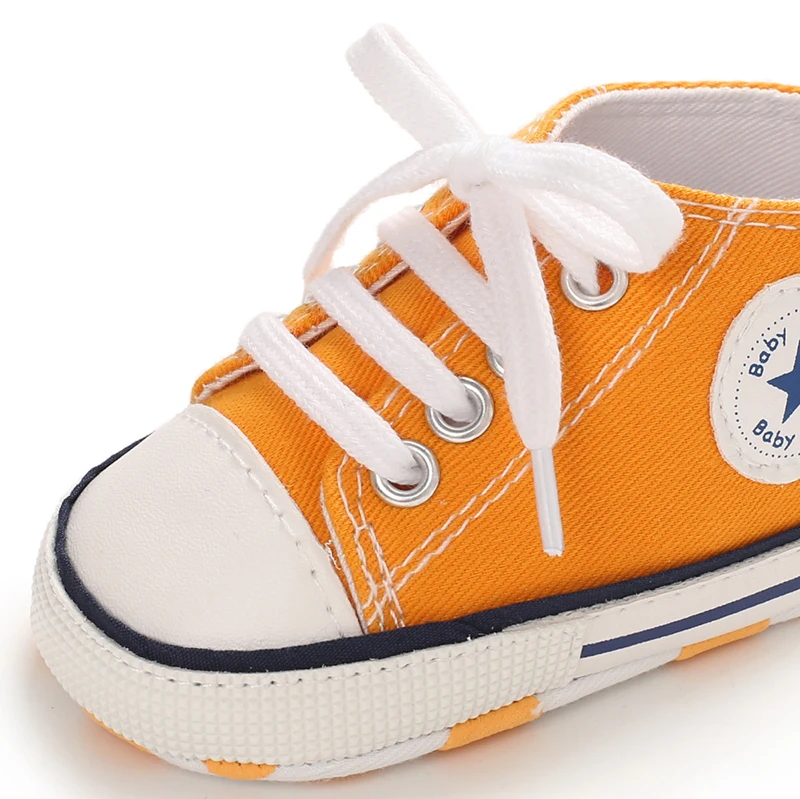 Canvas-Turnschuhe für Babys, Jungen und Mädchen, Lauflernschuhe für Kleinkinder, rutschfest, weiche Sohle, klassische Schuhe für Neugeborene, 0–18 Monate – Detail 14