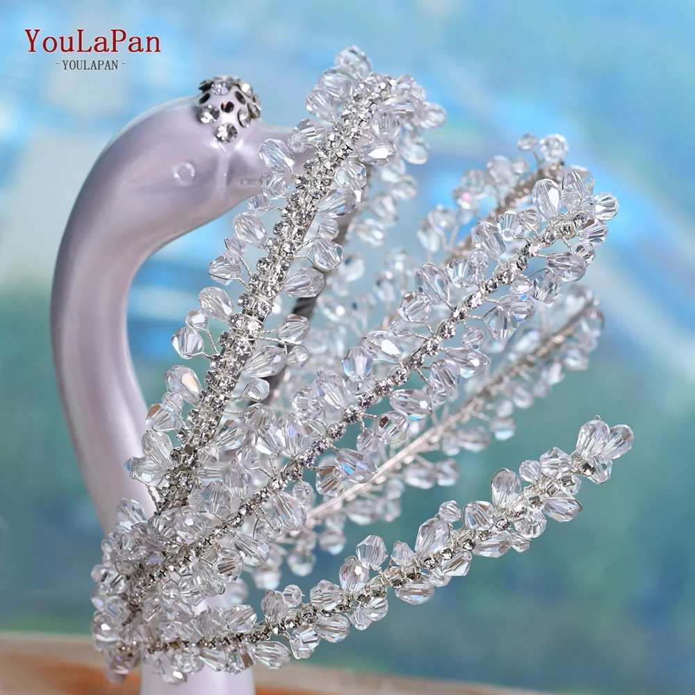 YouLaPan HP382 Accessori per capelli da sposa in cristallo per la sposa Fascia per capelli Pezzi per capelli da sposa Fasce per capelli Festa di nozze Donna Tiara