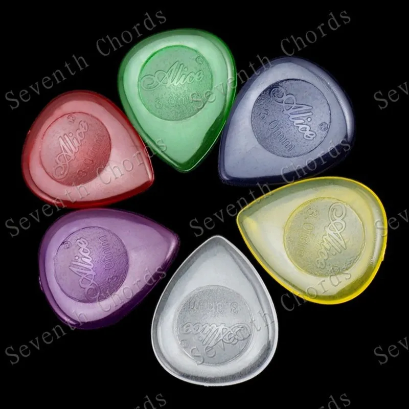 18 Stück/Set, gemischte Farben, große, wassertropfenförmige, klare Gitarrenplektren, 1,0 mm, 2,0 mm, 3,0 mm zur Auswahl, Gitarrenzubehörteile – Detail 1