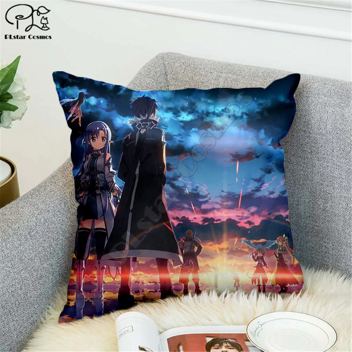 Sword Art Online pattern 3D printed Polyester Decorative Pillowcases Throw Pillow Cover Square Zipper Pillow cases style-3