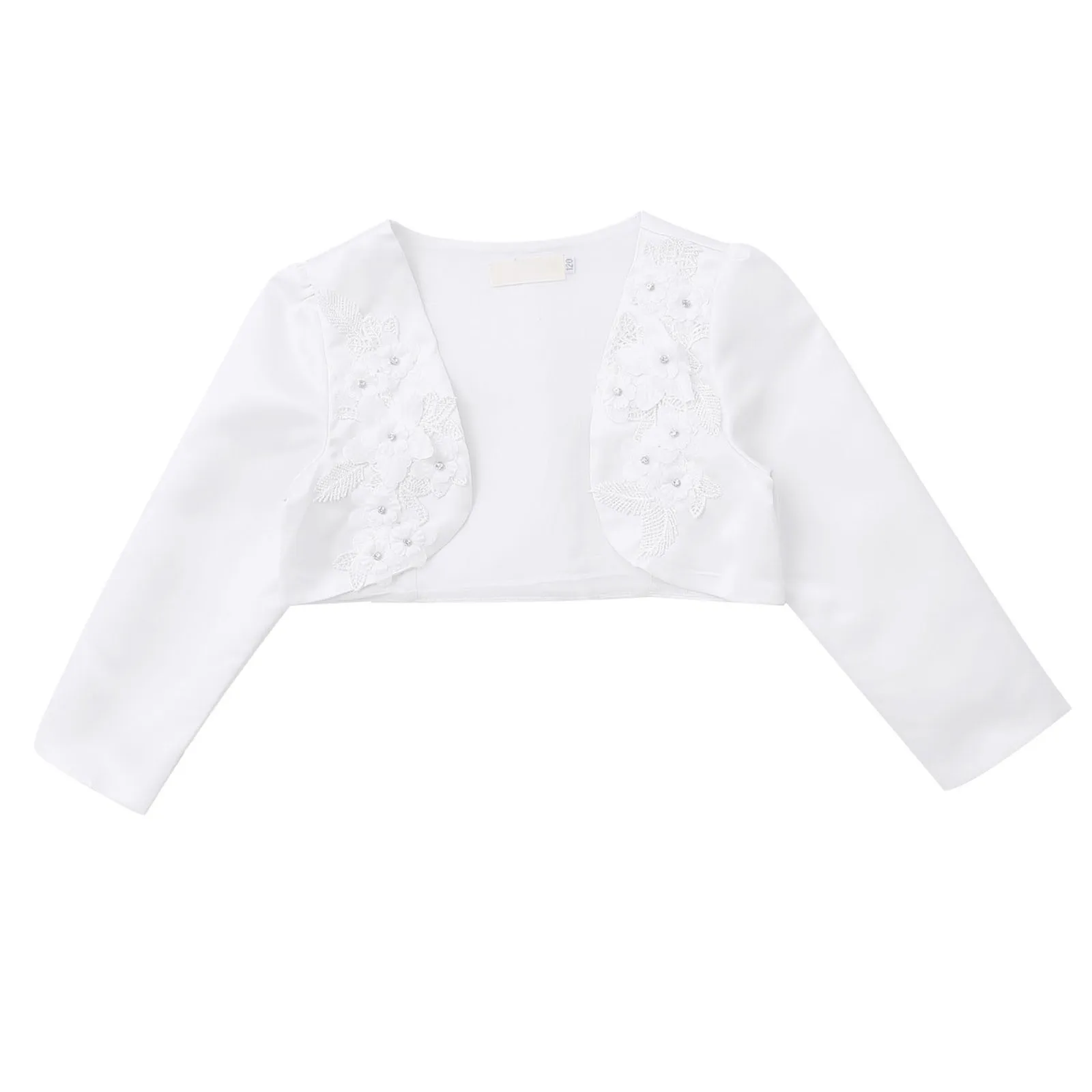 Flowers Beaded Girls Cardigan 3-12Y Girl Long Sleeve Jacket Wedding Dress Party White Bolero Girls Clothes Outerwear Girls Coat