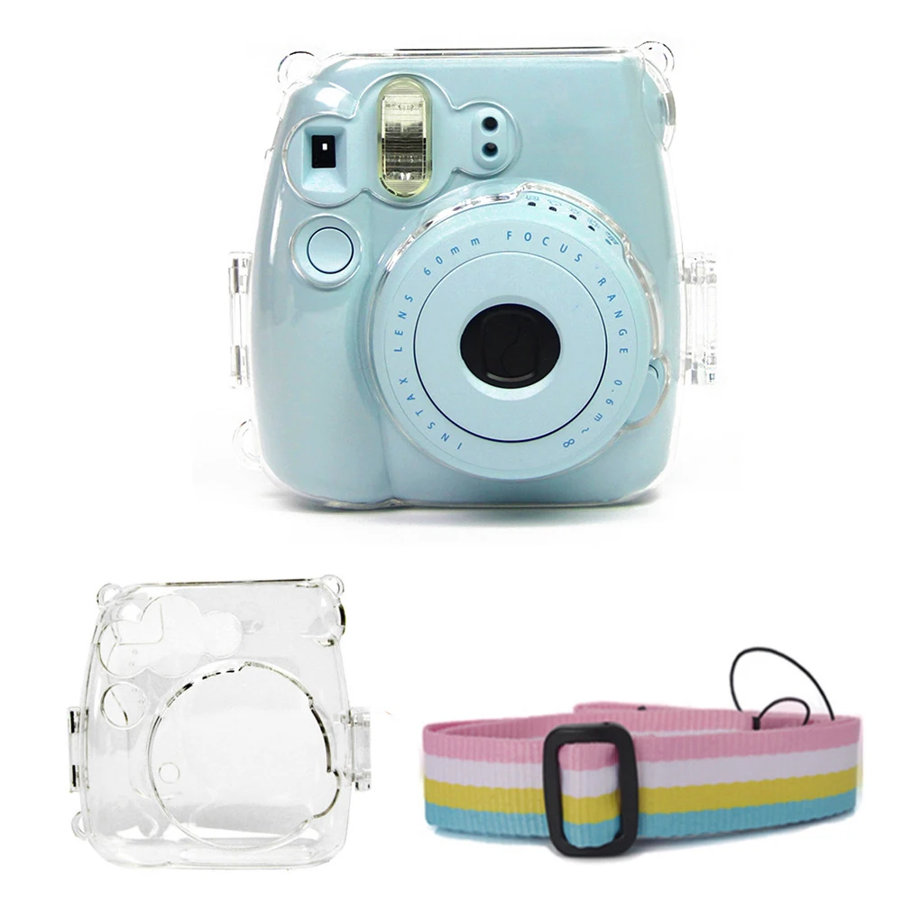 Transparent Crystal Plastic Cover Protective Case Bag with Strap For Fujifilm Instax Mini Camera For Mini 8/9/7s/11/12/25/26/90