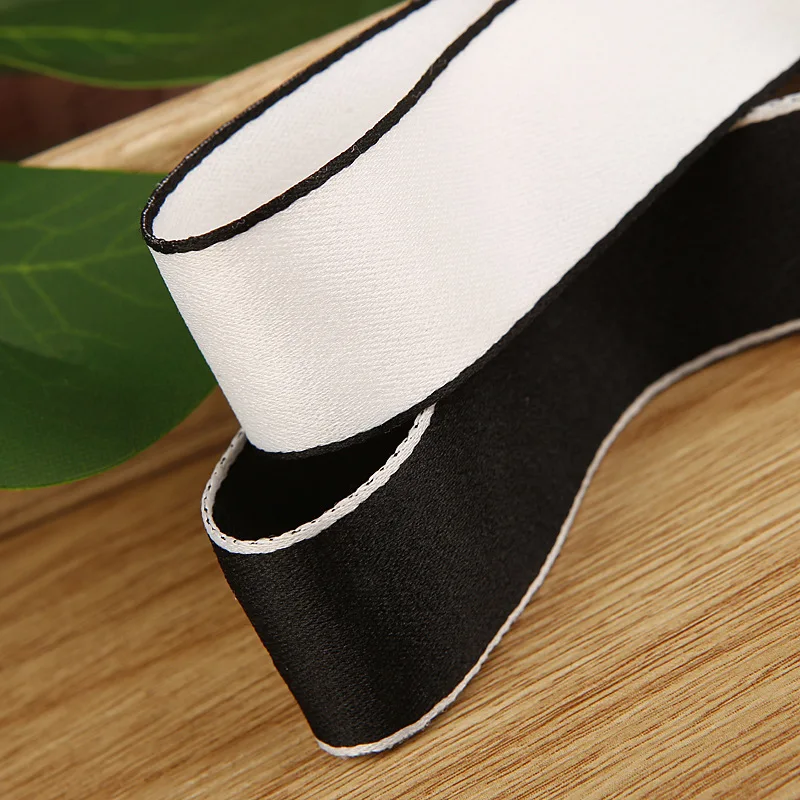 25MM Classic Cotton Polyester Ribbons Black White For Hat Hair Accessories Material Garments Cloth Sewing Thick Grosgrain Tape