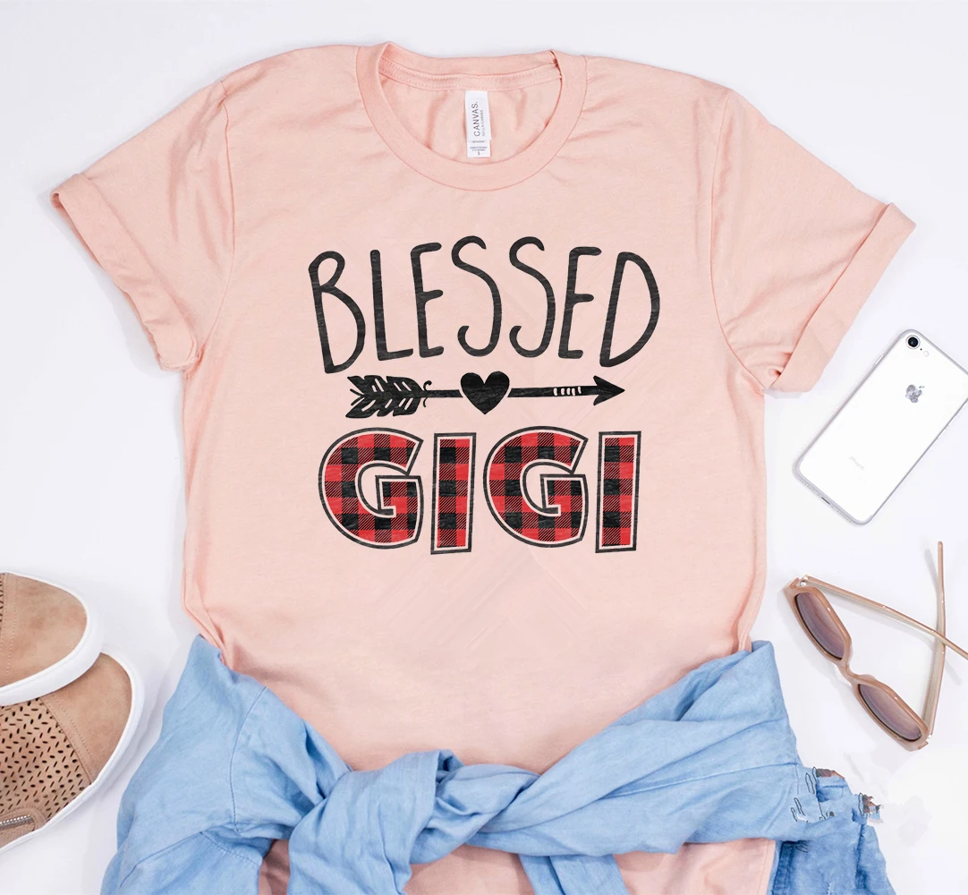 Blessed Gigi Shirt Gigi Life Shirts Cute Mimi Shirt T-Shirt Red Buffalo Plaid Grandparent Shirts