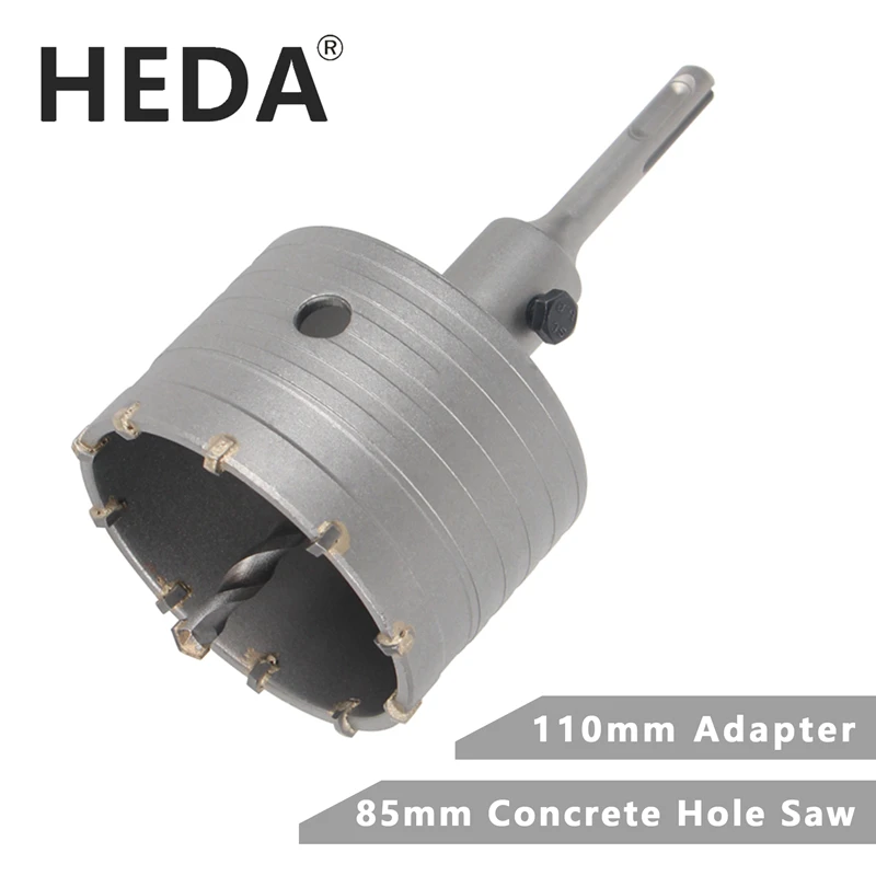 HEDA 85mm Concrete Tungsten Carbide Alloy Core Hole Saw SDS PLUS Electric Hollow Drill Bit Air Conditioning Pipe Cement Stone