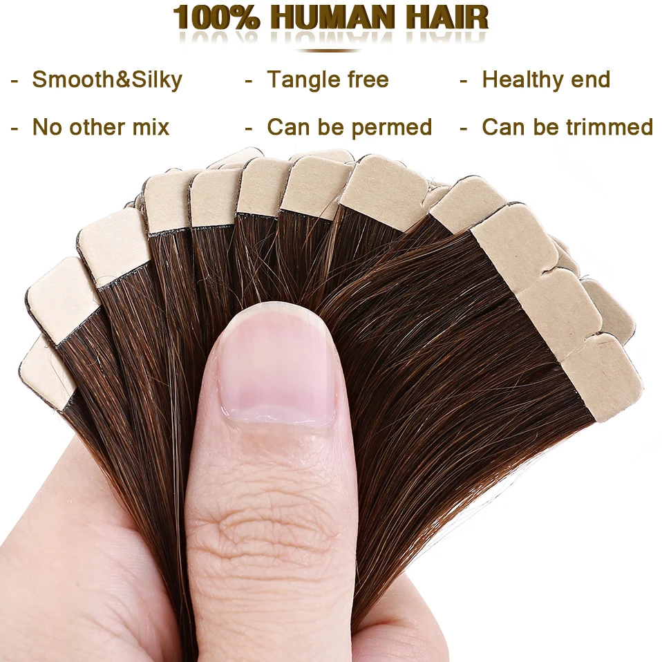 S-noilite-extensiones de cabello Natural, cinta adhesiva de cabello humano, trama de piel Invisible, doble cara, pegamento en extensiones de